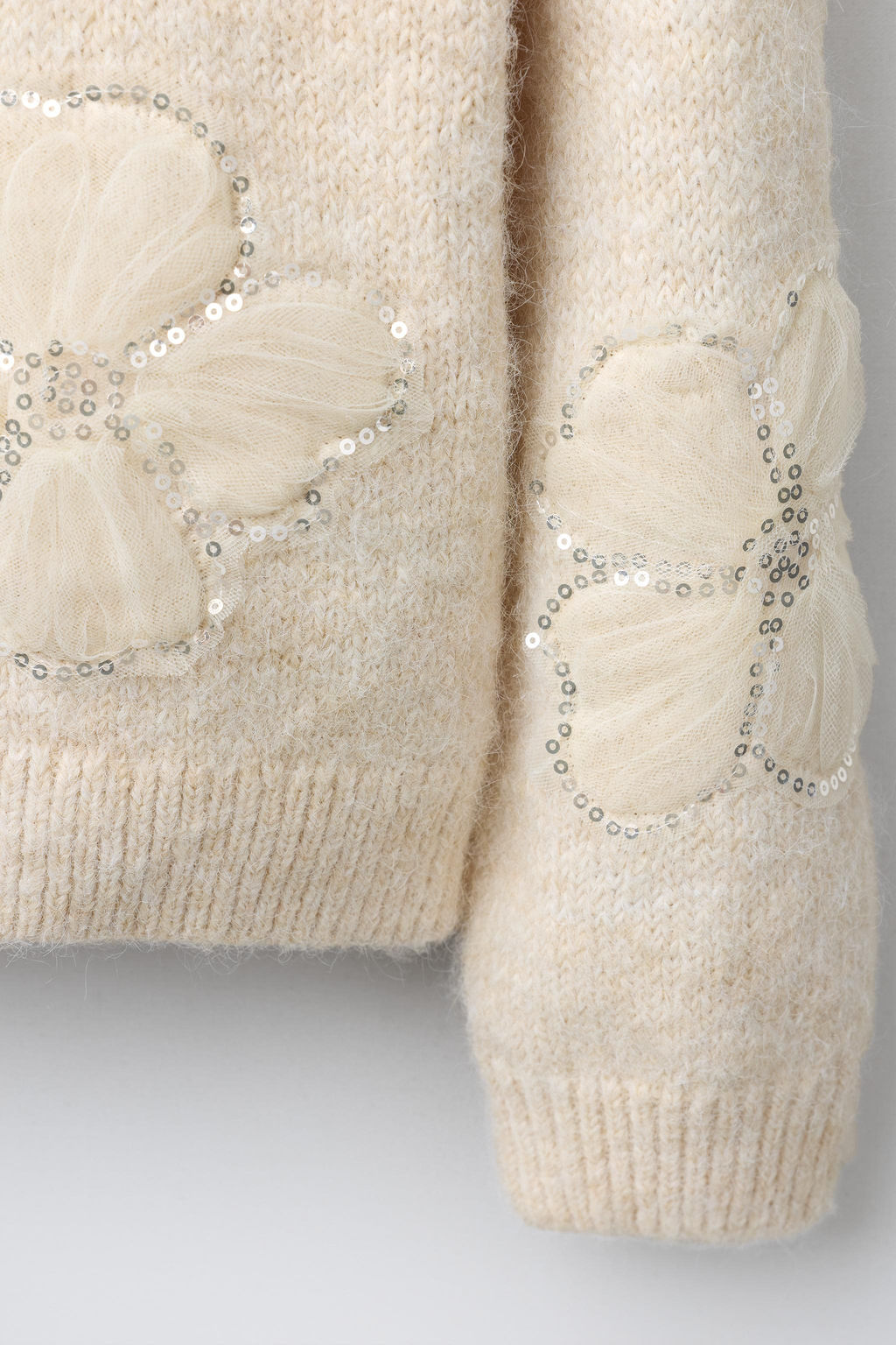 KNIT JUMPER WITH TULLE FLOWERS AND SEQUINS - Zara фото 4