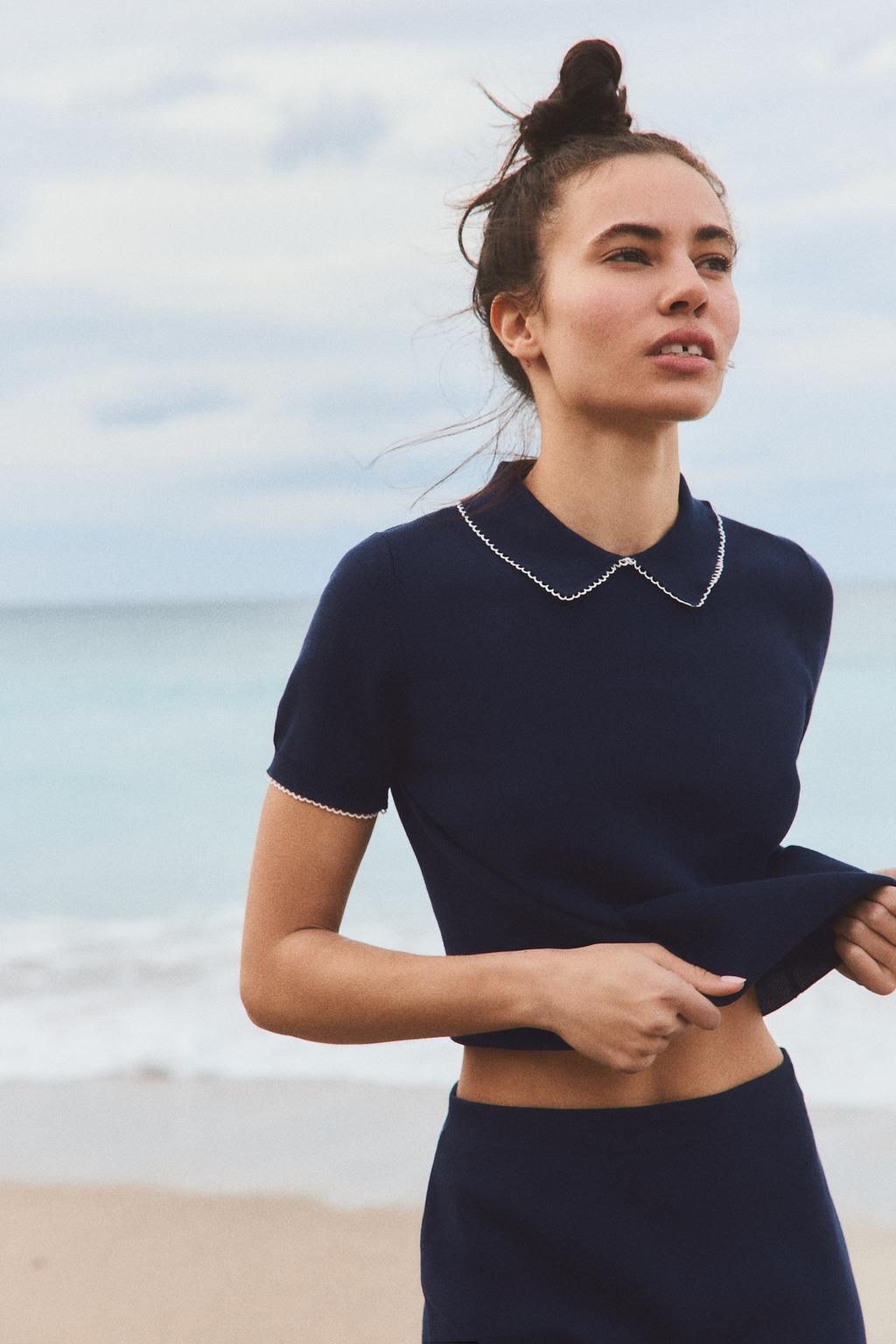 KNIT TOP WITH PIPING - Zara фото 2