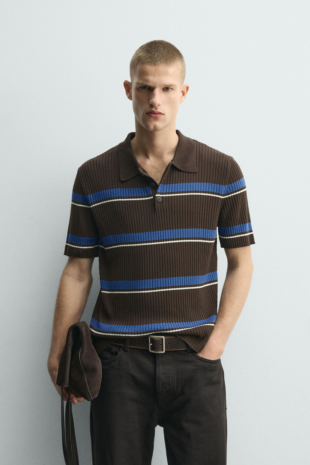 POLO PUNTO JACQUARD RAYAS / Marr?n - Zara фото 2
