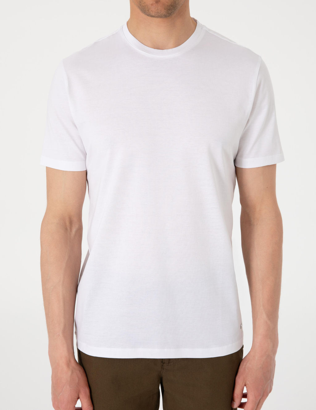 Beyaz Slim Fit Merserize Basic Ti__rt - Pierre cardin фото 13