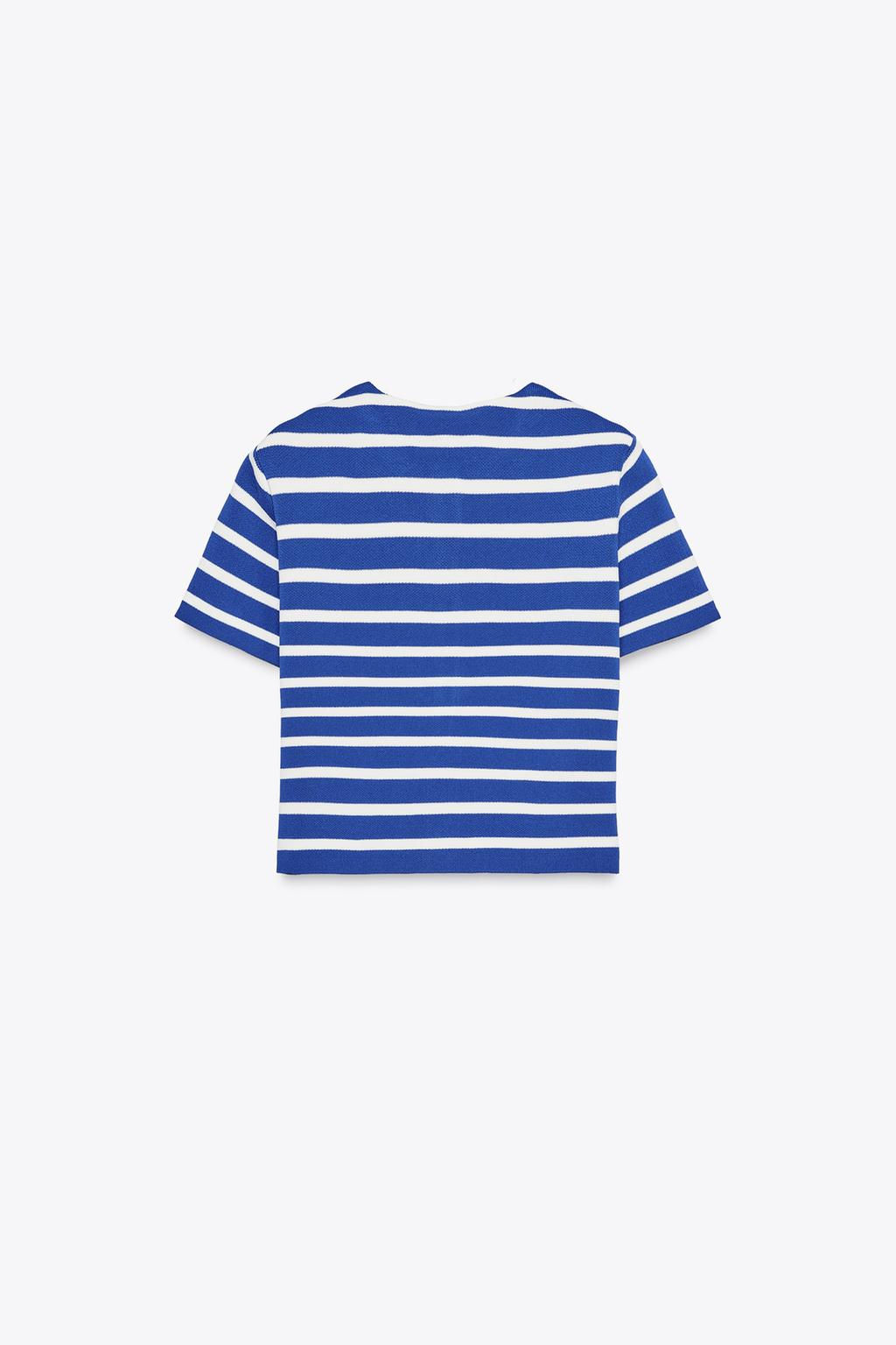 STRIPED KNIT SHORT SLEEVE CARDIGAN - Zara фото 5