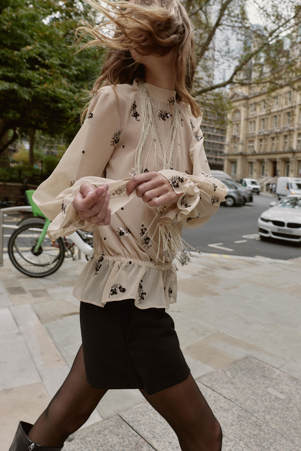 SEMI-SHEER SEQUIN BLOUSE - Zara фото 3