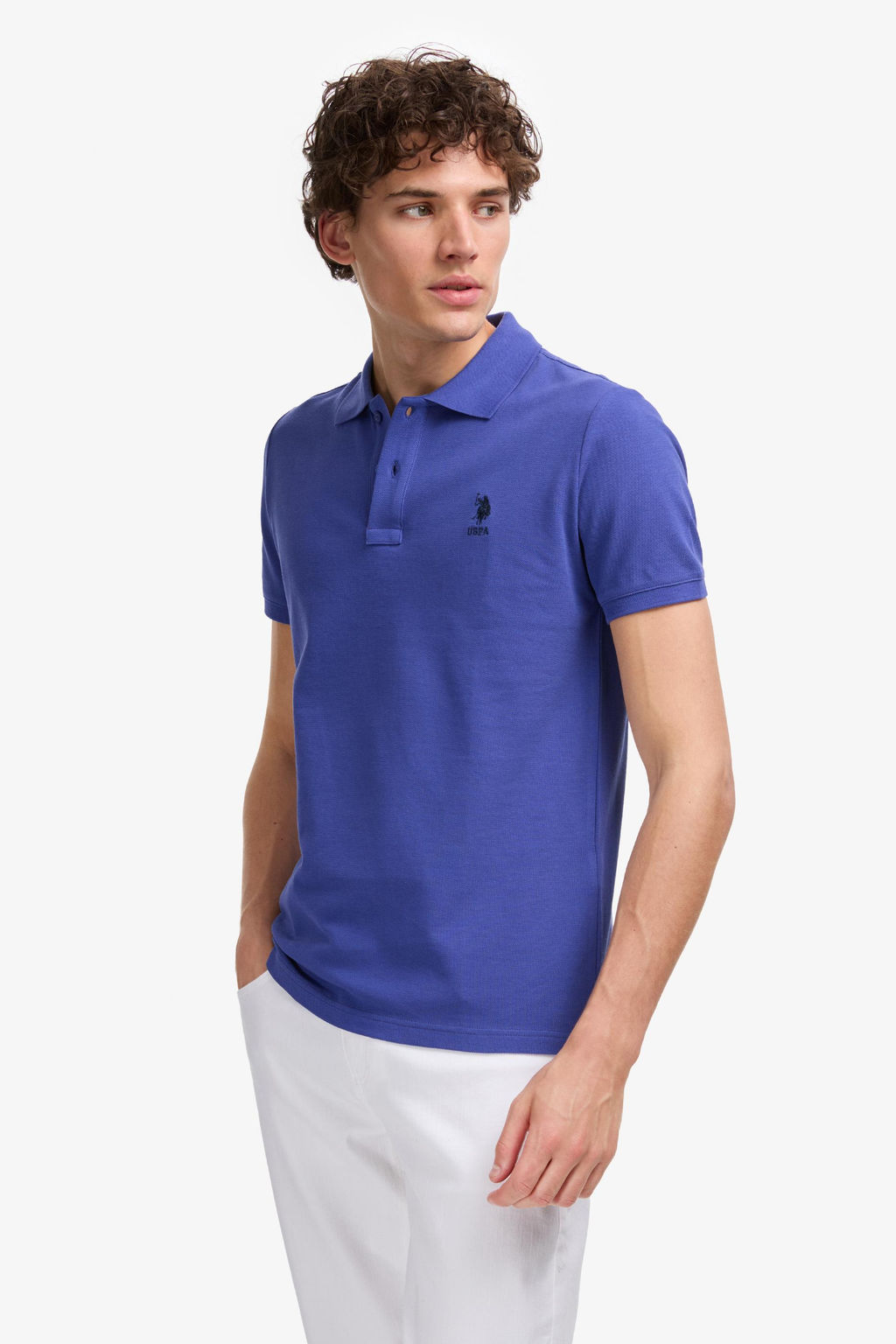 Erkek Slim Fit Polo Yaka Mavi Basic Ti__rt - U.s. polo assn фото 3