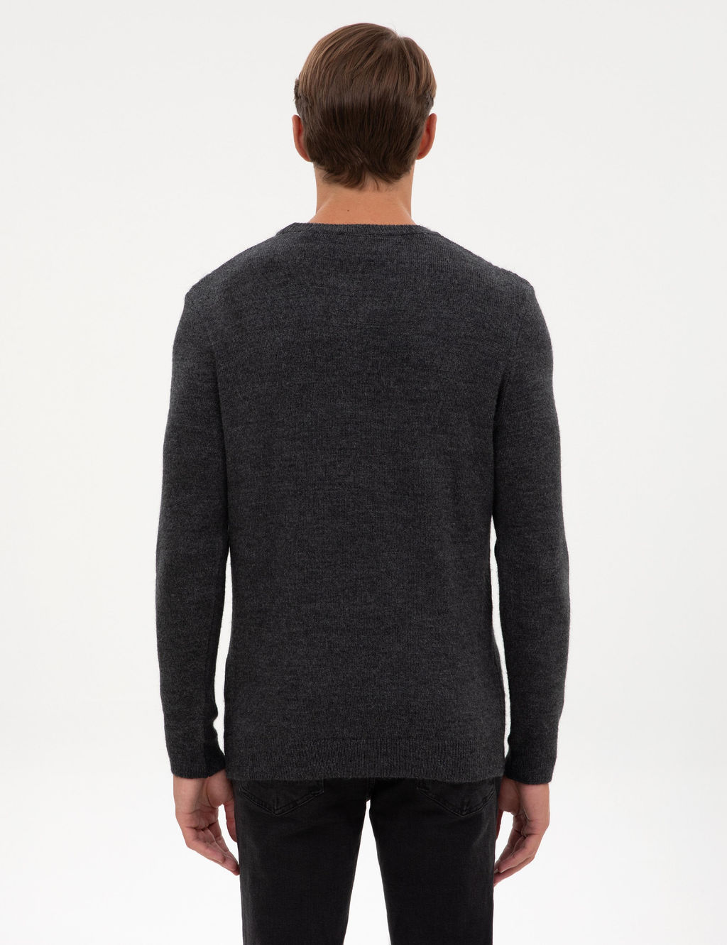 Antrasit Melanj Regular Fit Bisiklet Yaka Triko Kazak - Pierre cardin фото 5