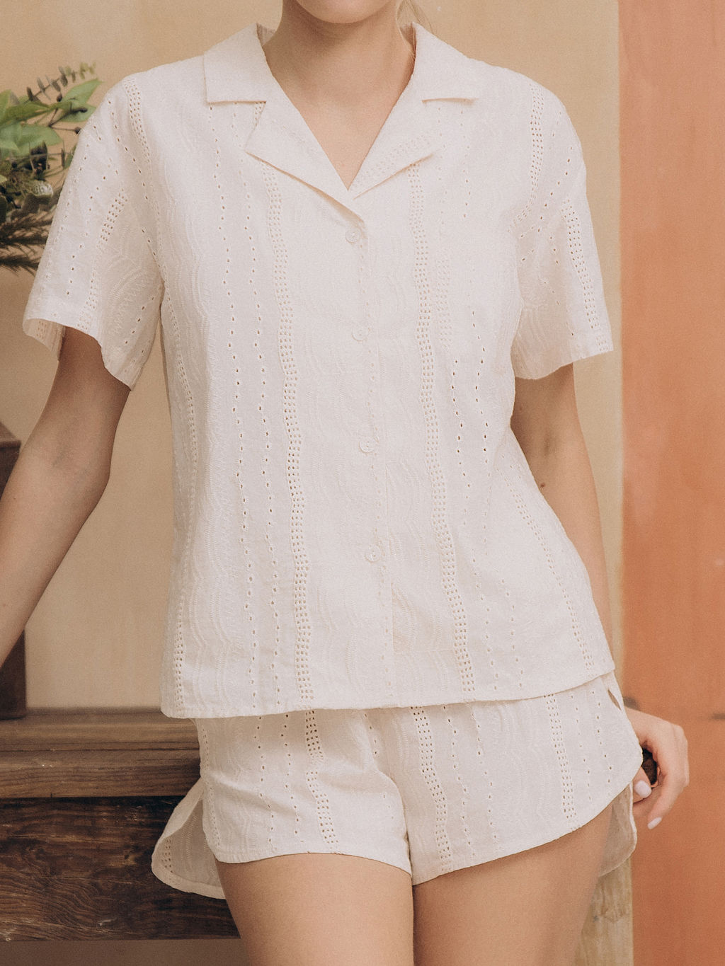 Пижама домашняя женская Indefini 5044TBD молочный хлопок  фото 8