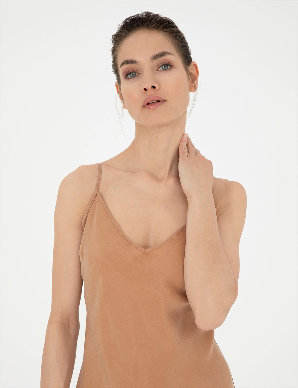 Kahverengi Slim Fit Y_rtma_l_ Dokuma Elbise - Pierre cardin фото 2