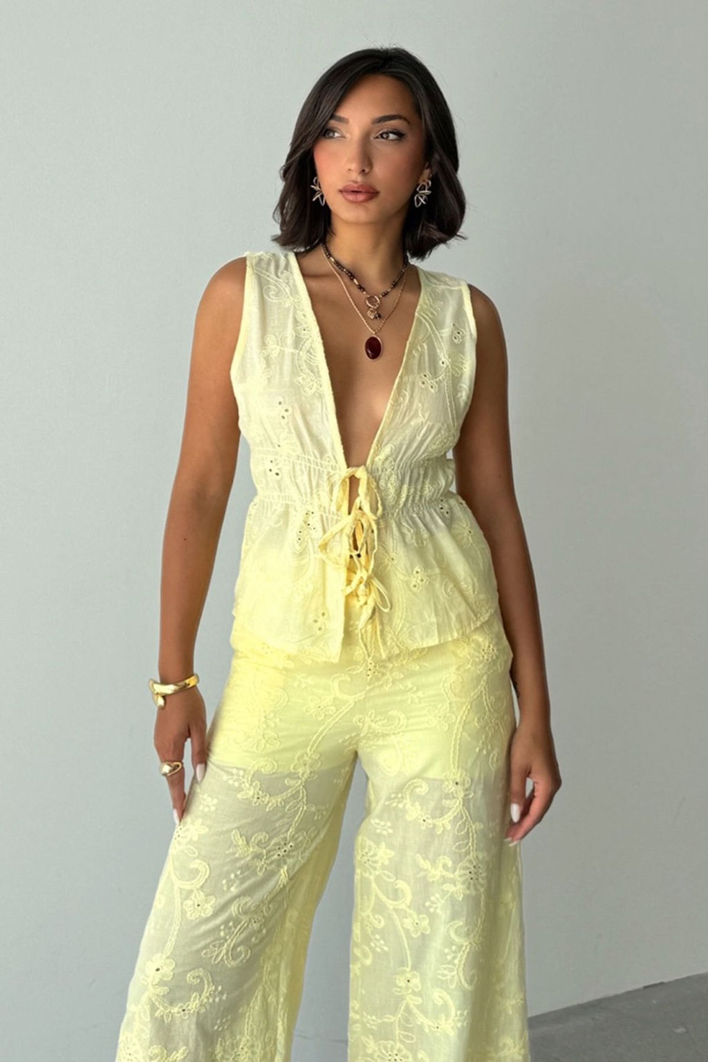 Sar? Pamuklu Brode Astarl? Pantolon TWOSS25PL00128