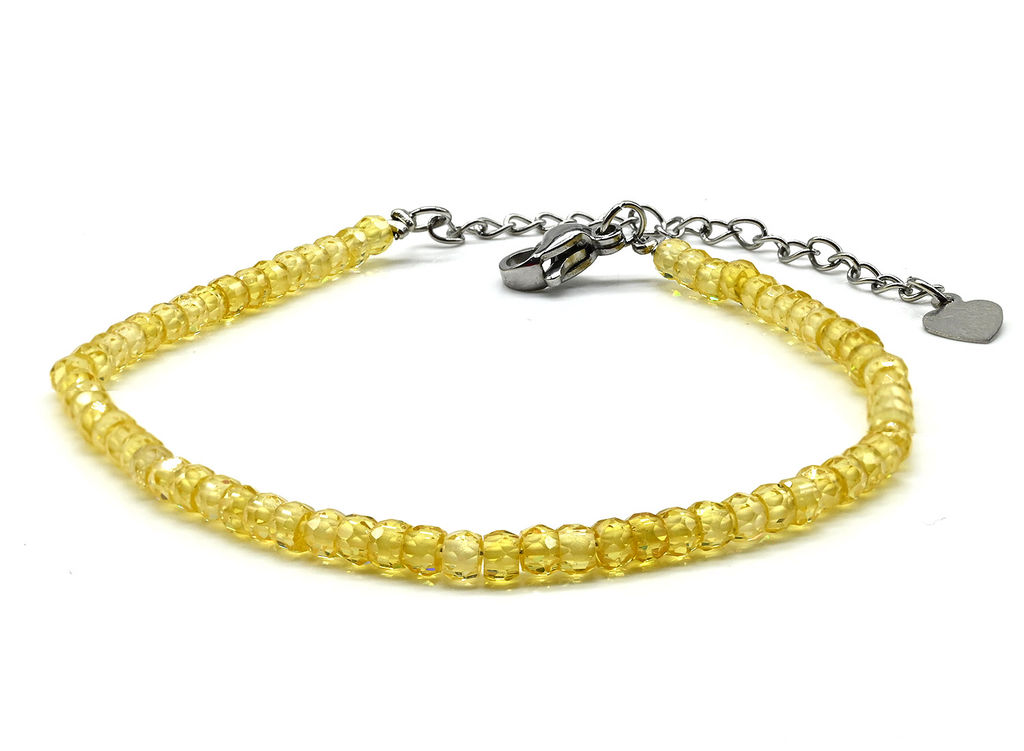 Браслет из фианитов рондель гр.3*2мм цв.желтый, 17см