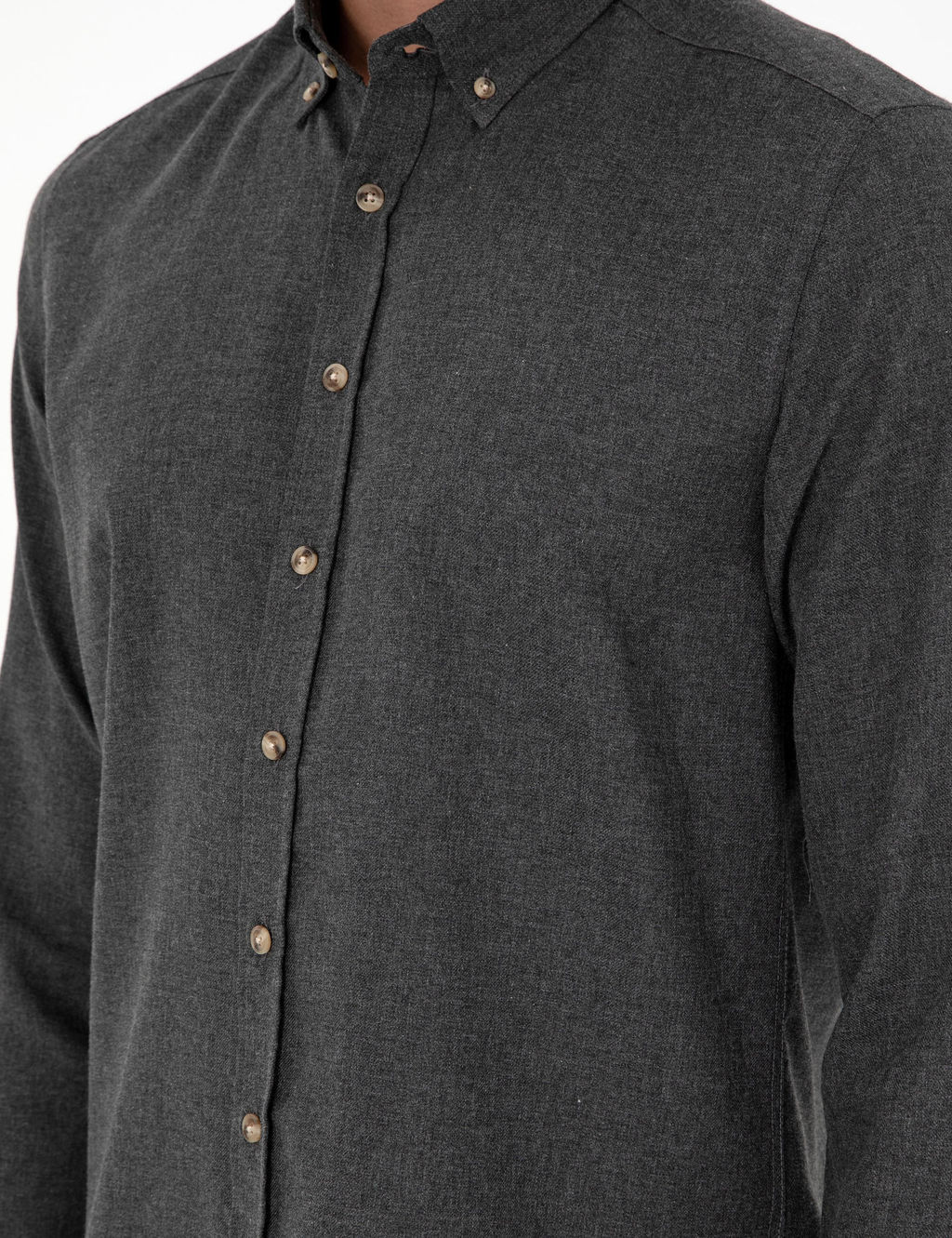 Antrasit Slim Fit Uzun Kollu G_mlek