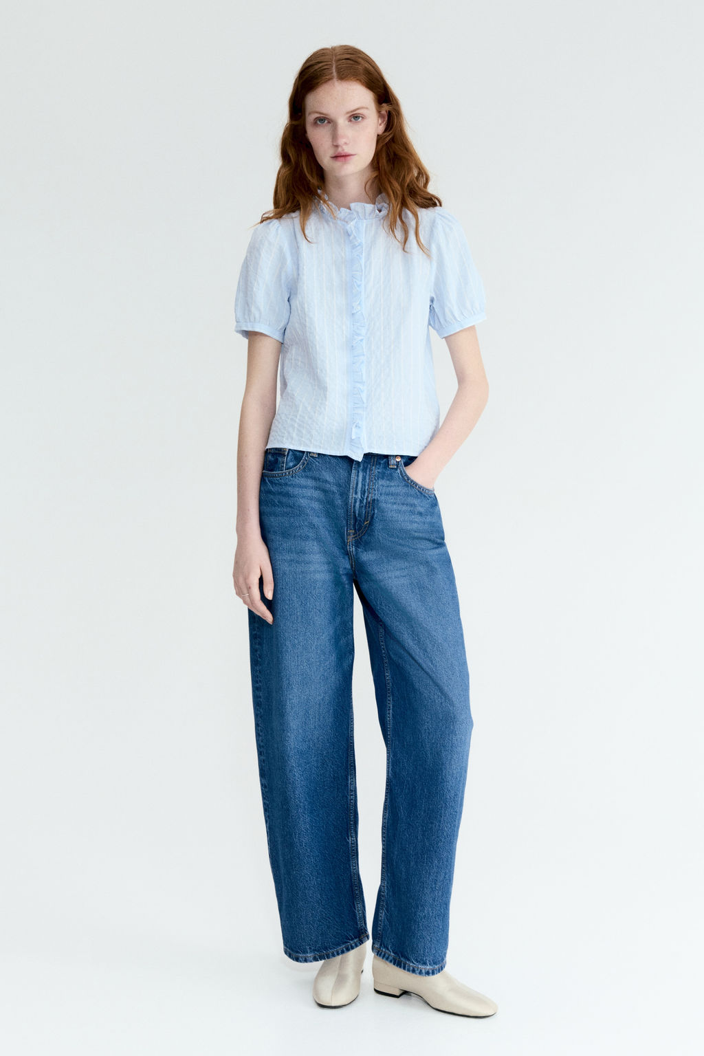Blusa de algod?n con ribetes de volante - H&m фото 5