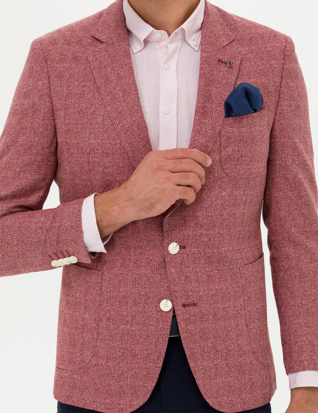 Bordo Slim Fit Y_n Keten Kar___ml_ Ceket