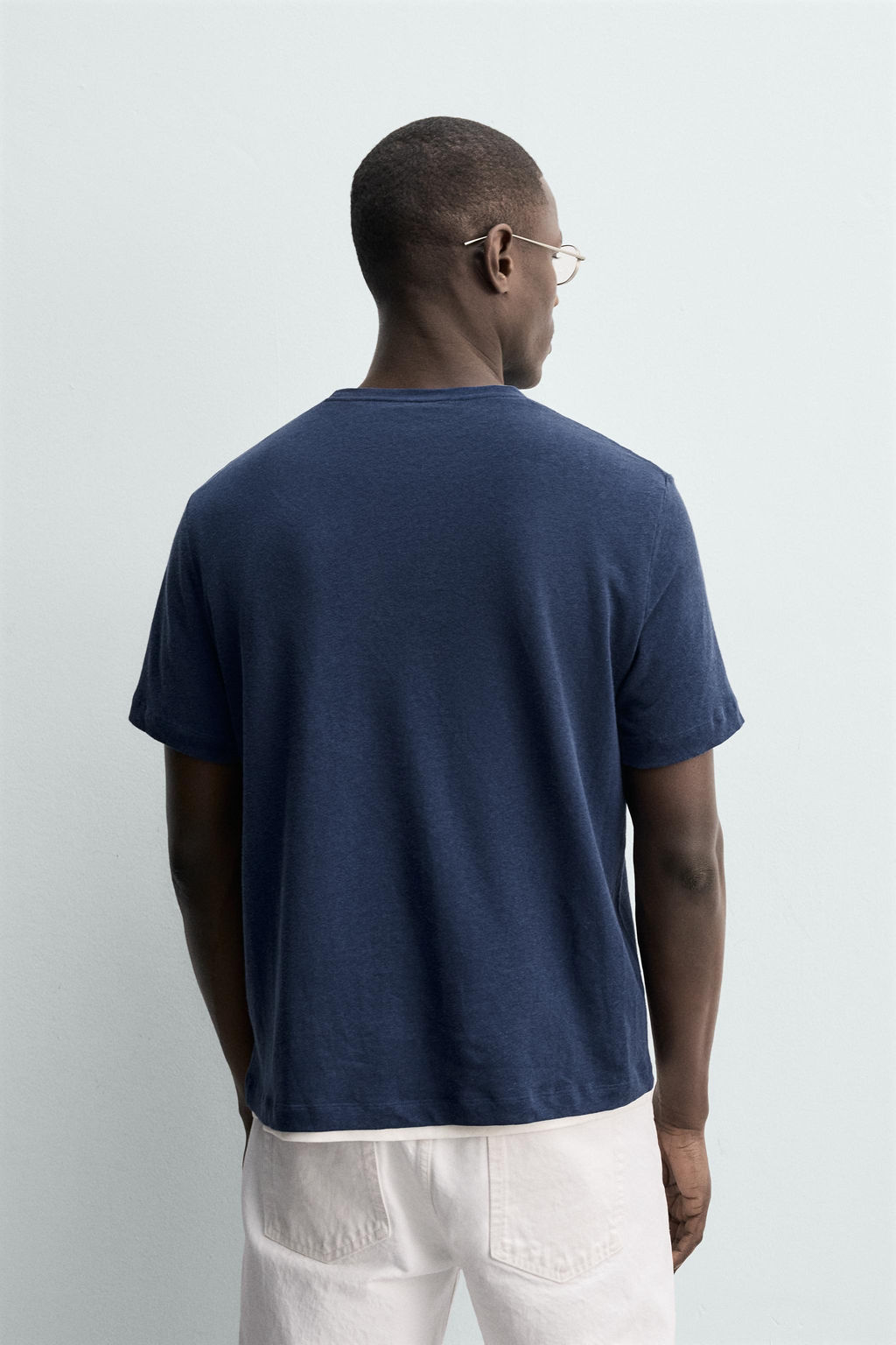 CAMISETA LINO - ALGOD?N / Azul - Zara фото 3