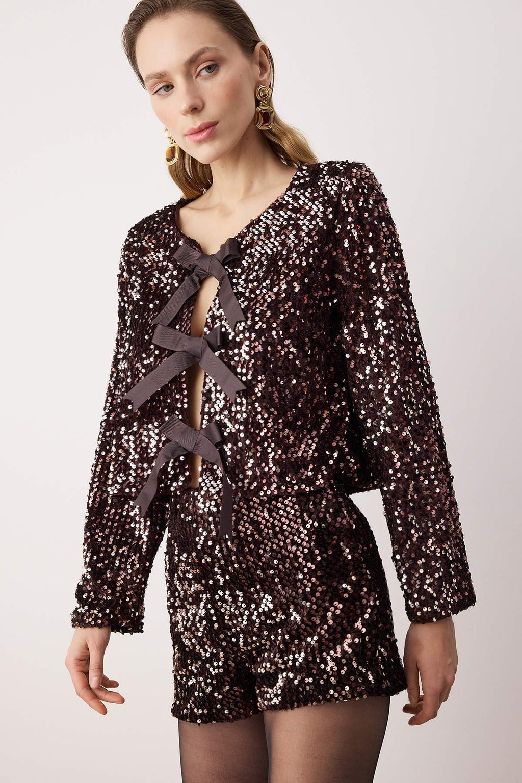 Gumus Super Mini Payet Sort & Bermuda TPRAW26SR00005 - Trendyolmilla фото 6