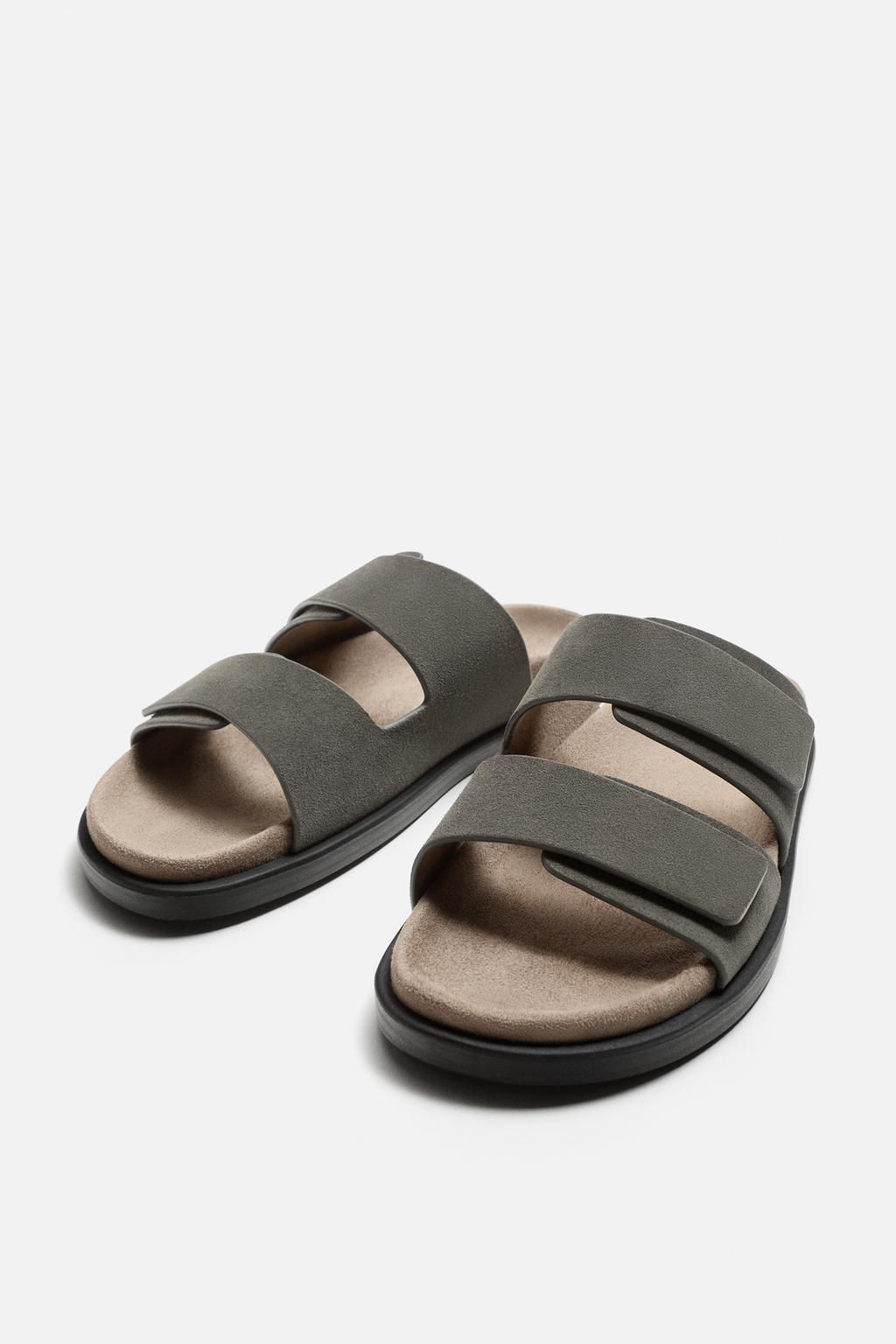 DOUBLE STRAP LEATHER SANDALS - Zara фото 4