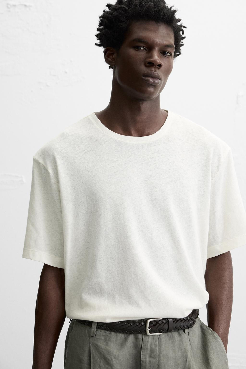 LINEN - COTTON T-SHIRT - Zara фото 5