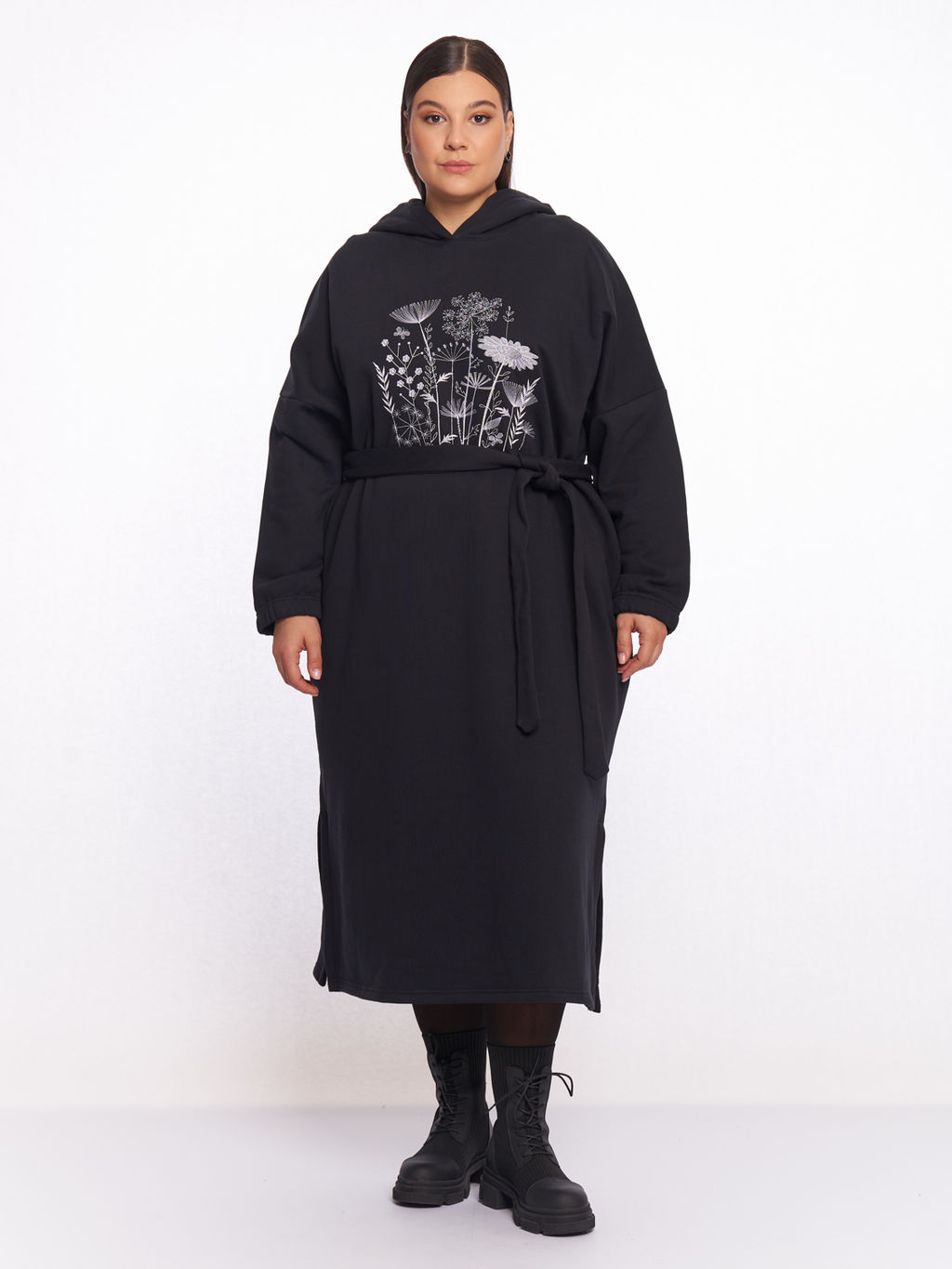 Платье толстовка с капюшоном PP83261BLK01 - Артесса фото 9