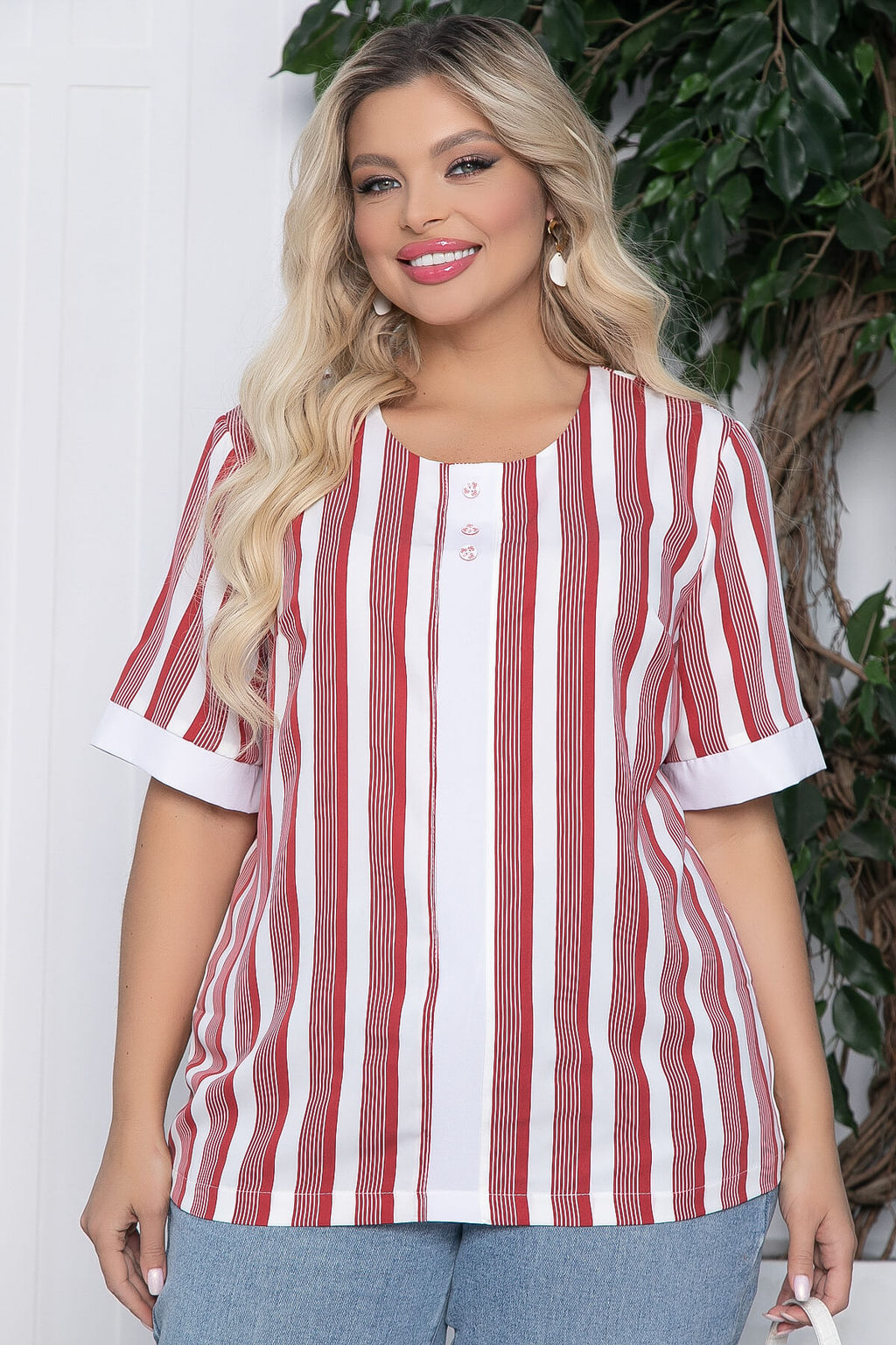 Блуза Латея (красно-белая) Б10577 - Lt collection фото 5