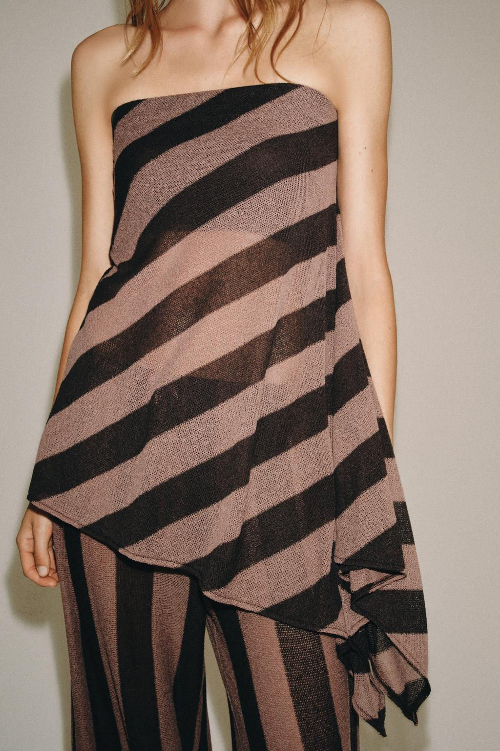STRIPED RUSTIC BANDEAU TOP - Zara фото 3