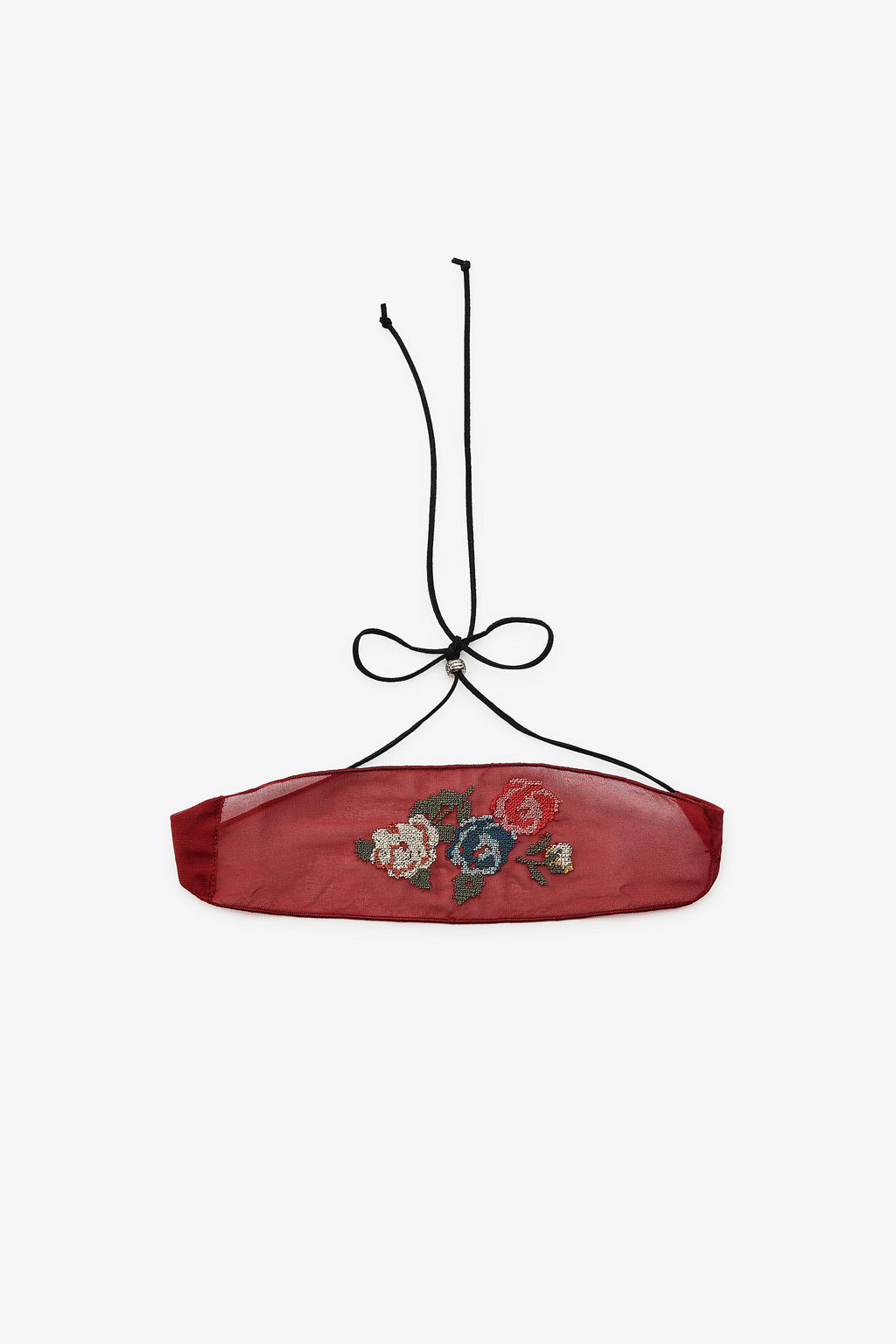 FLORAL EMBROIDERED CHOKER SCARF - Zara фото 4