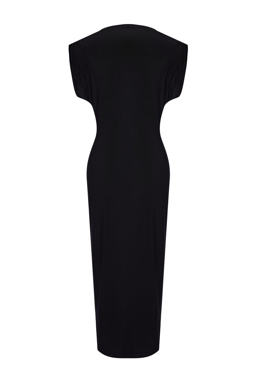 TRENDYOLMILLA Siyah Duz Midi Vatkal? Drapeli Bodycone/Vucuda Oturan Esnek Elbise Orme Elbise TWOSS24EL00975 фото 7