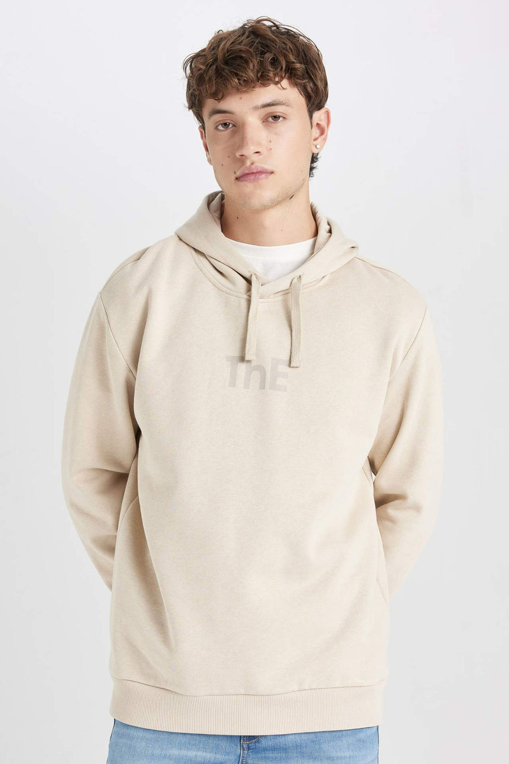 Regular Fit Kapusonlu Bask?l? Sweatshirt - Defacto фото 2