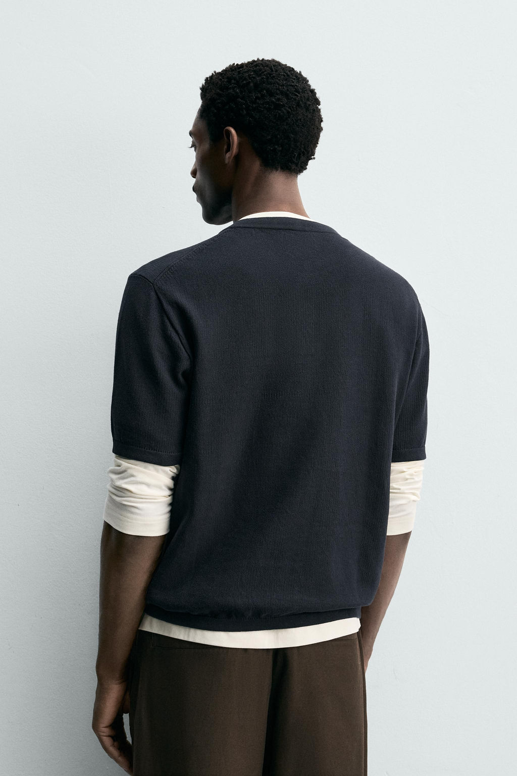 CAMISETA PUNTO CUELLO PANADERO / Marino oscuro - Zara фото 3