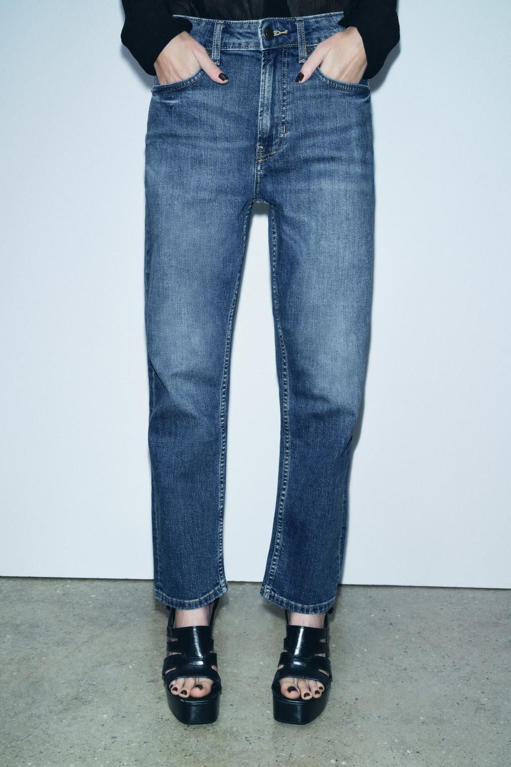ZW COLLECTION RELAXED SLIM FIT MID-RISE JEANS - Zara фото 6