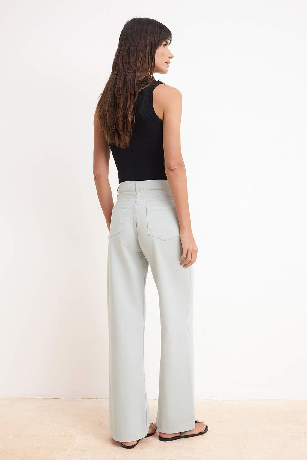 Gri DOKUMLU Yuksek Bel %100 Pamuk Wide Leg Jeans TWOSS26JE00182 - Trendyolmilla фото 4