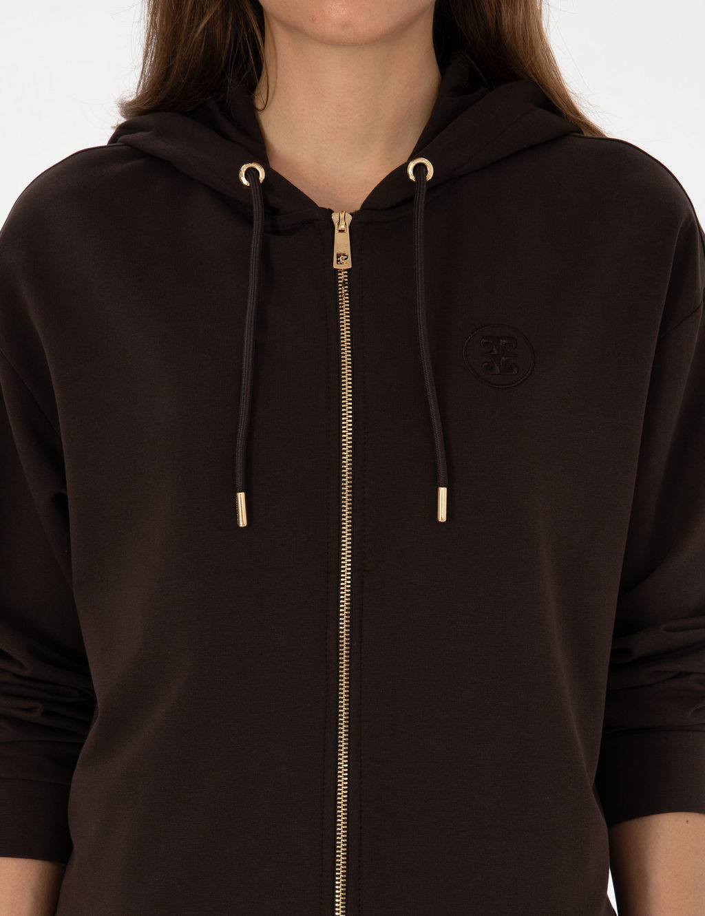 Kahverengi Comfort Fit Fermuarl_ Sweatshirt