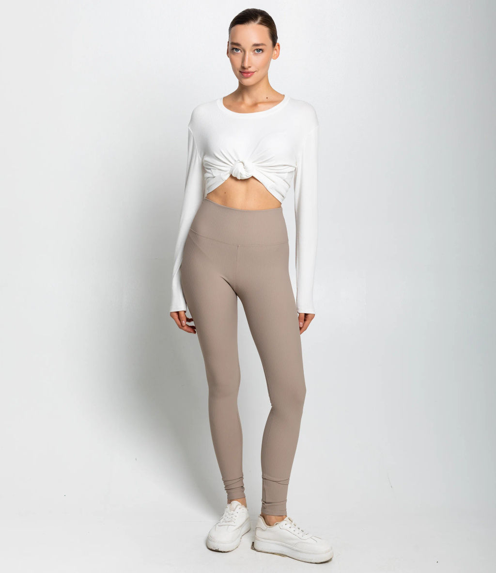 Леггинсы #КТ9991, бежево-серый