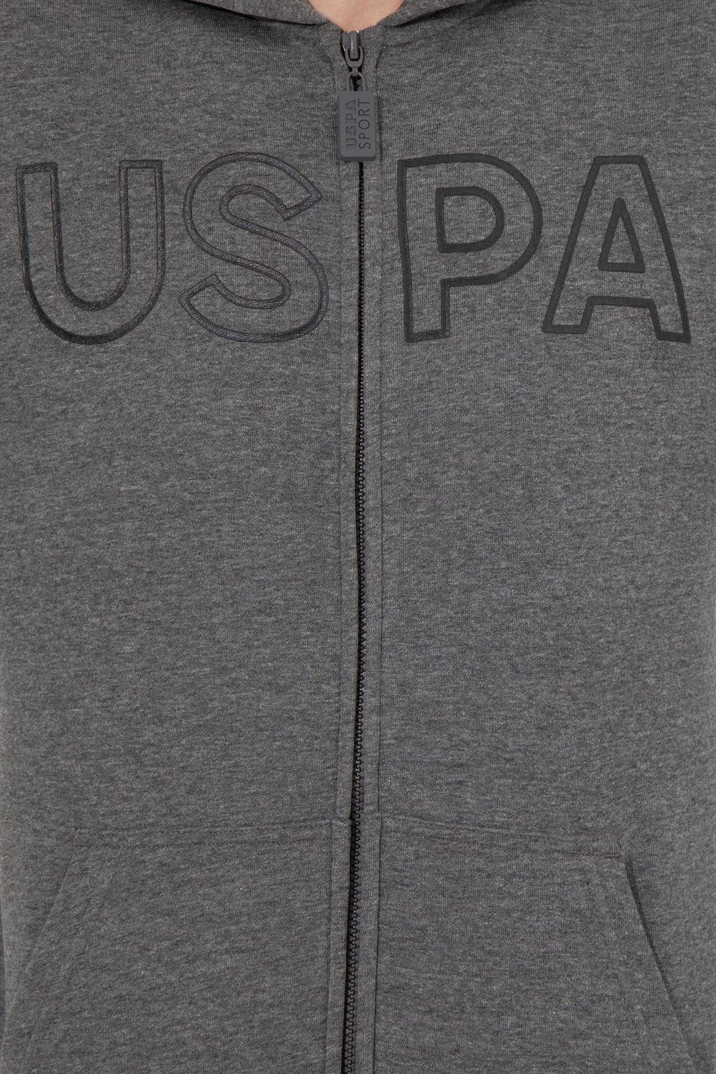 Свитшот мужской U. S. Polo Assn антрацитовый меланж из хлопка - U.s. polo assn фото 6