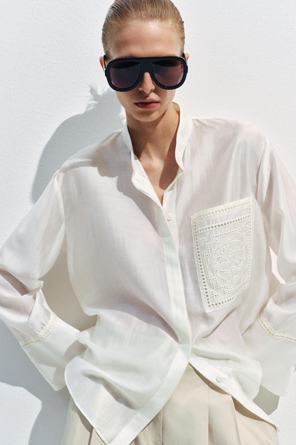 CAMISA BOLSILLO BORDADO ZW COLLECTION / Blanco - Zara фото 2