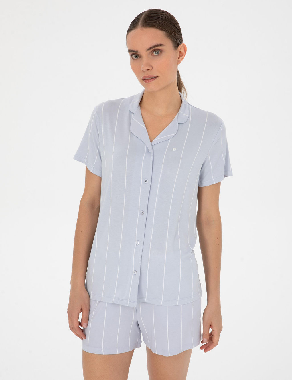 Mavi K_sakollu G_mlek Pijama Tak_m