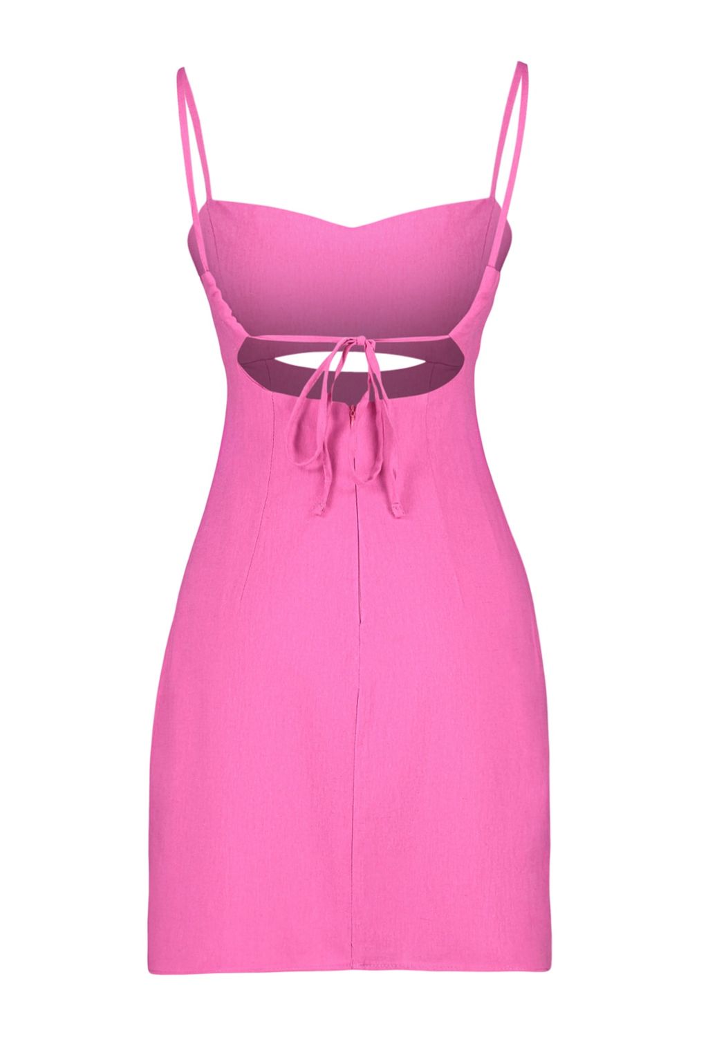 TRENDYOLMILLA Pembe Vucuda Oturan S?rt? Pencere/Cut Out Detay Dokuma Keten Gorunumlu Elbise TWOSS23EL01022  фото 12
