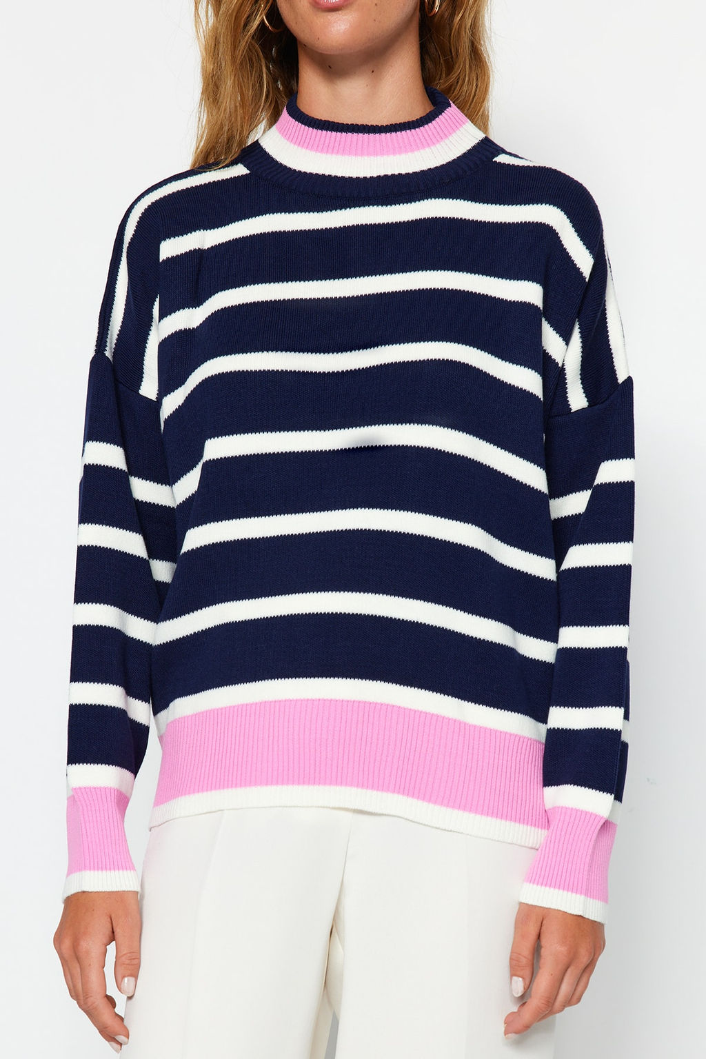 Lacivert Super Genis Kal?p Triko Kazak TWOAW24KZ00404 - Trendyolmilla фото 5