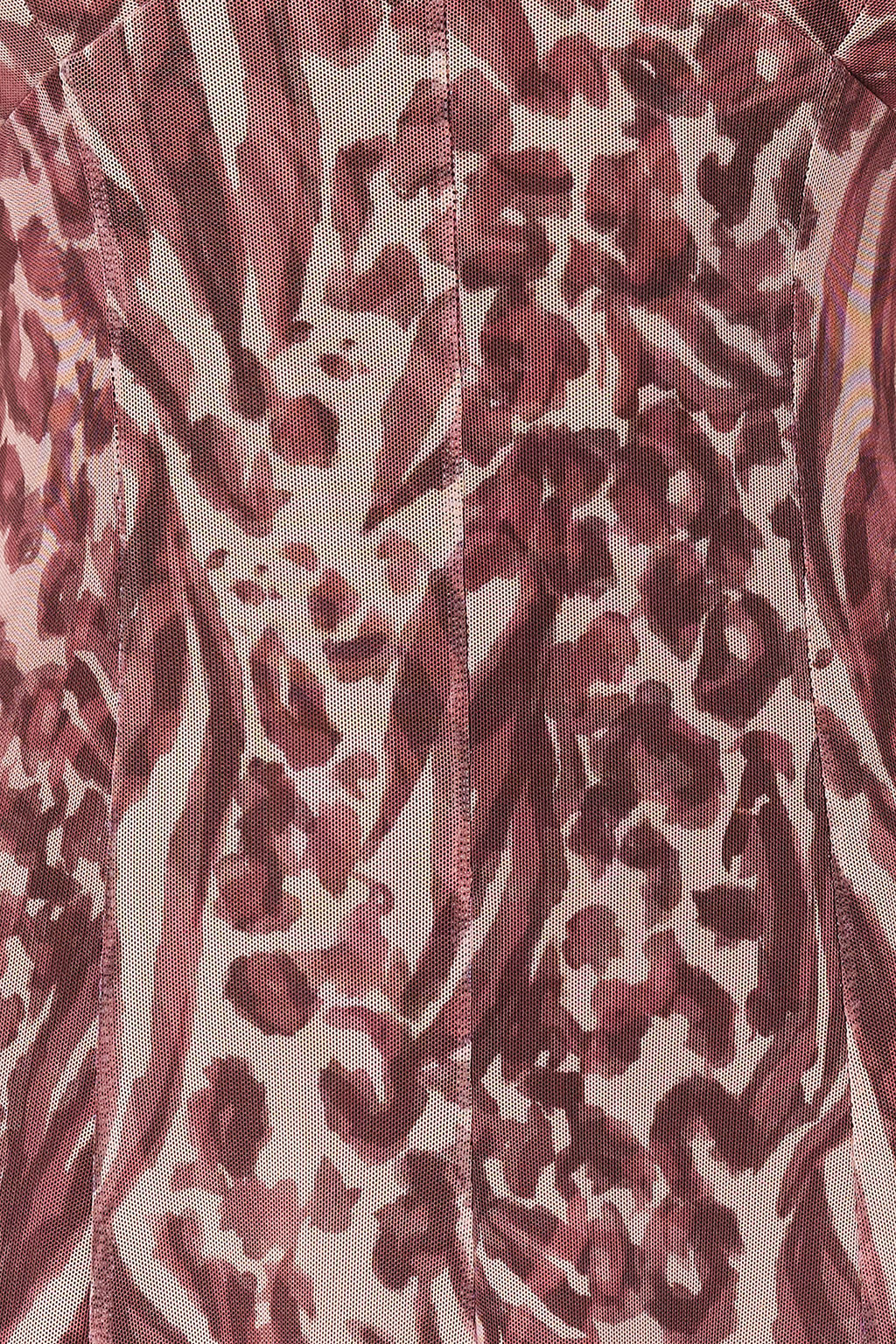 Kahverengi Animal/Leopar Bask?l? V Yaka Tul A-Line Midi Esnek Orme Elbise TWOSS24EL00384