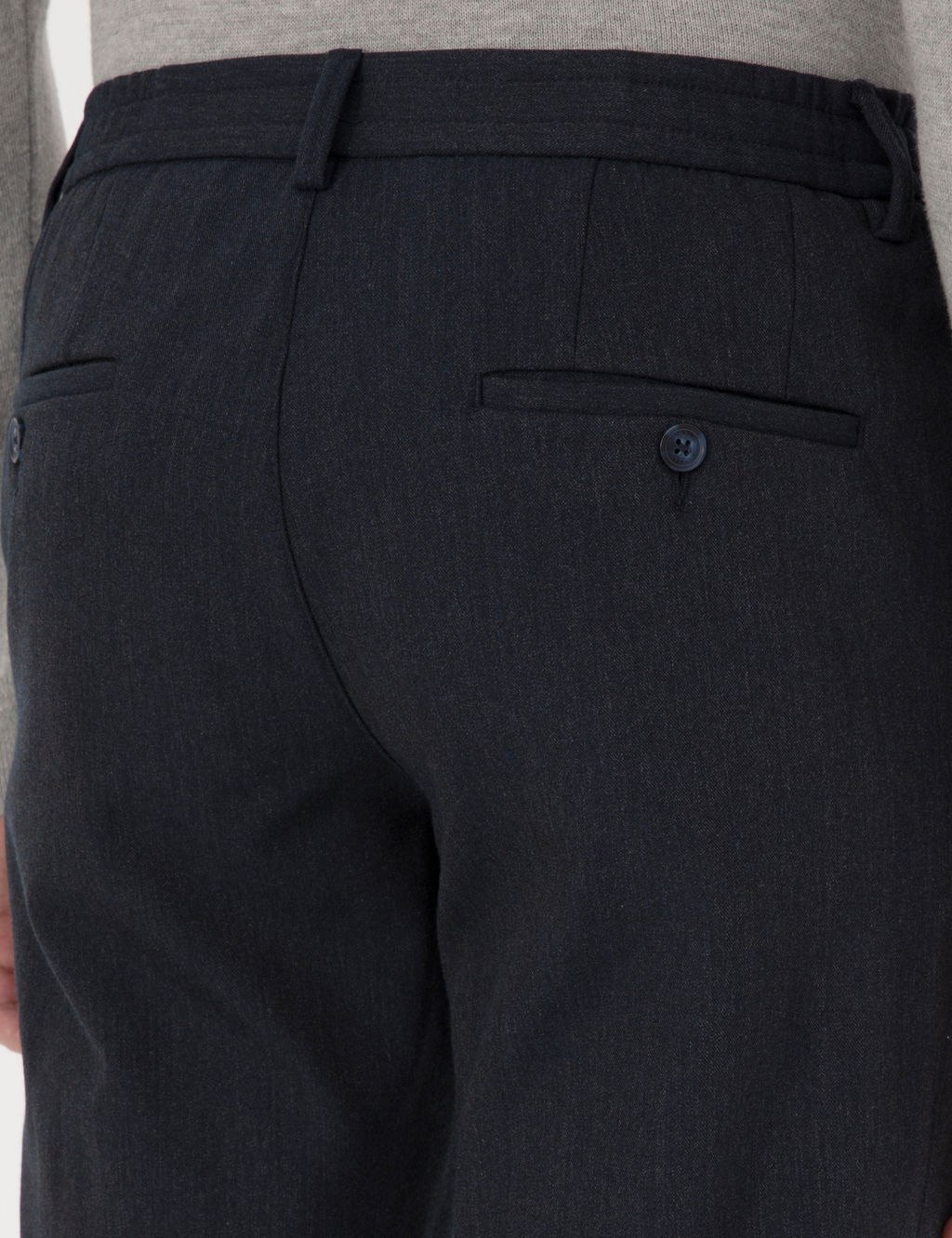 Lacivert Slim Fit Flanel Dokulu Kuma_ Pantolon