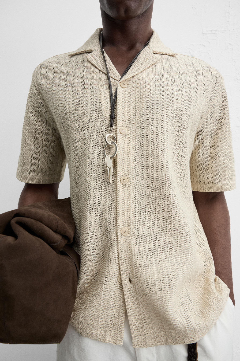 OPEN WEAVE HERRINGBONE SHIRT - Zara фото 6