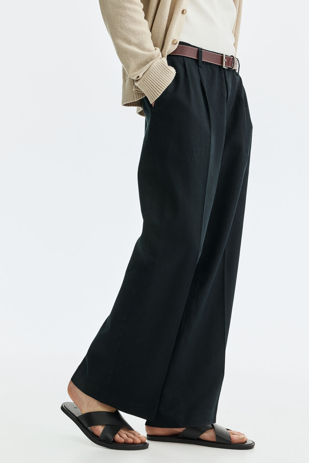 Pantal?n en mezcla de lino Loose Fit - H&m фото 6