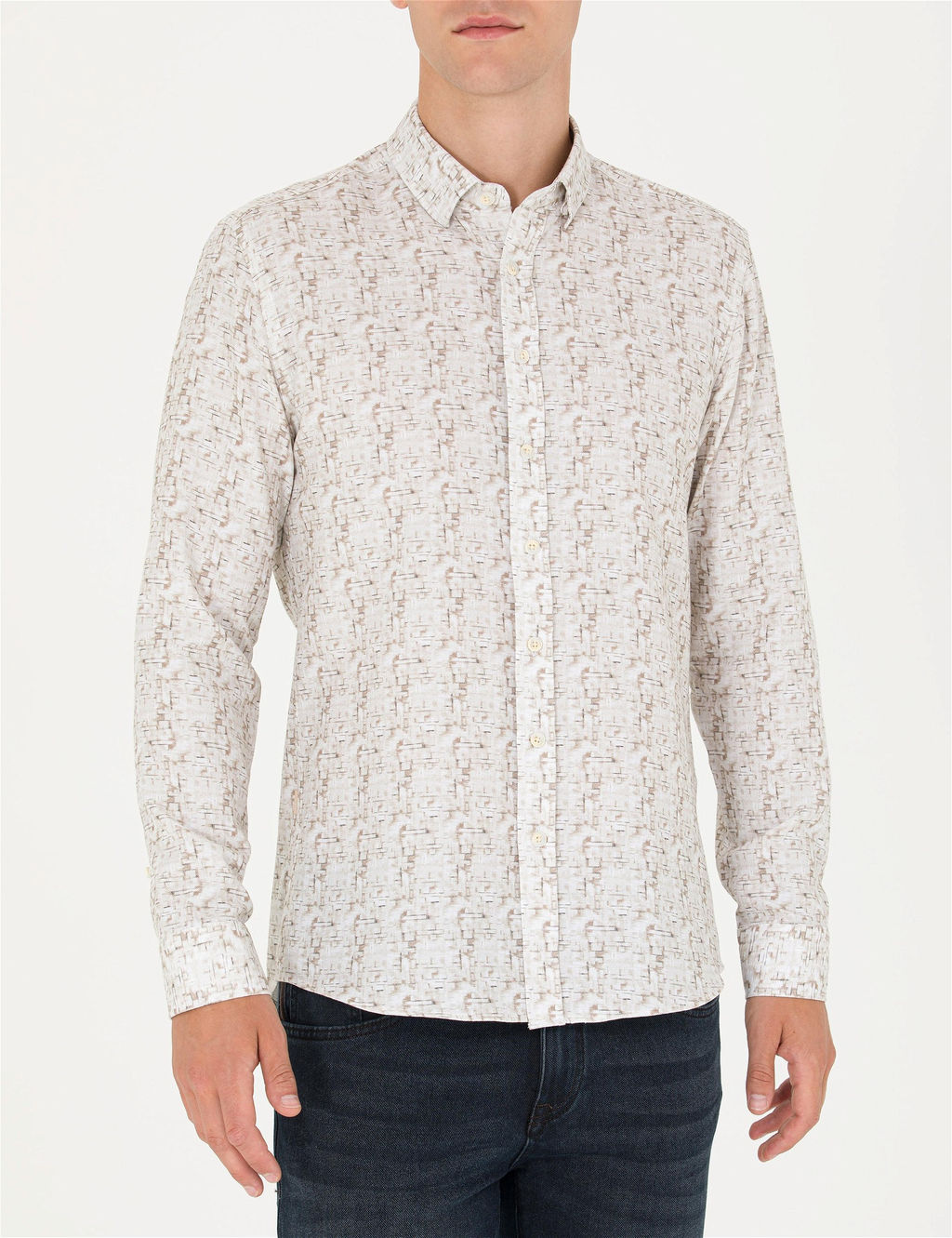 Haki Slim Fit Uzun Kollu G_mlek - Pierre cardin фото 6