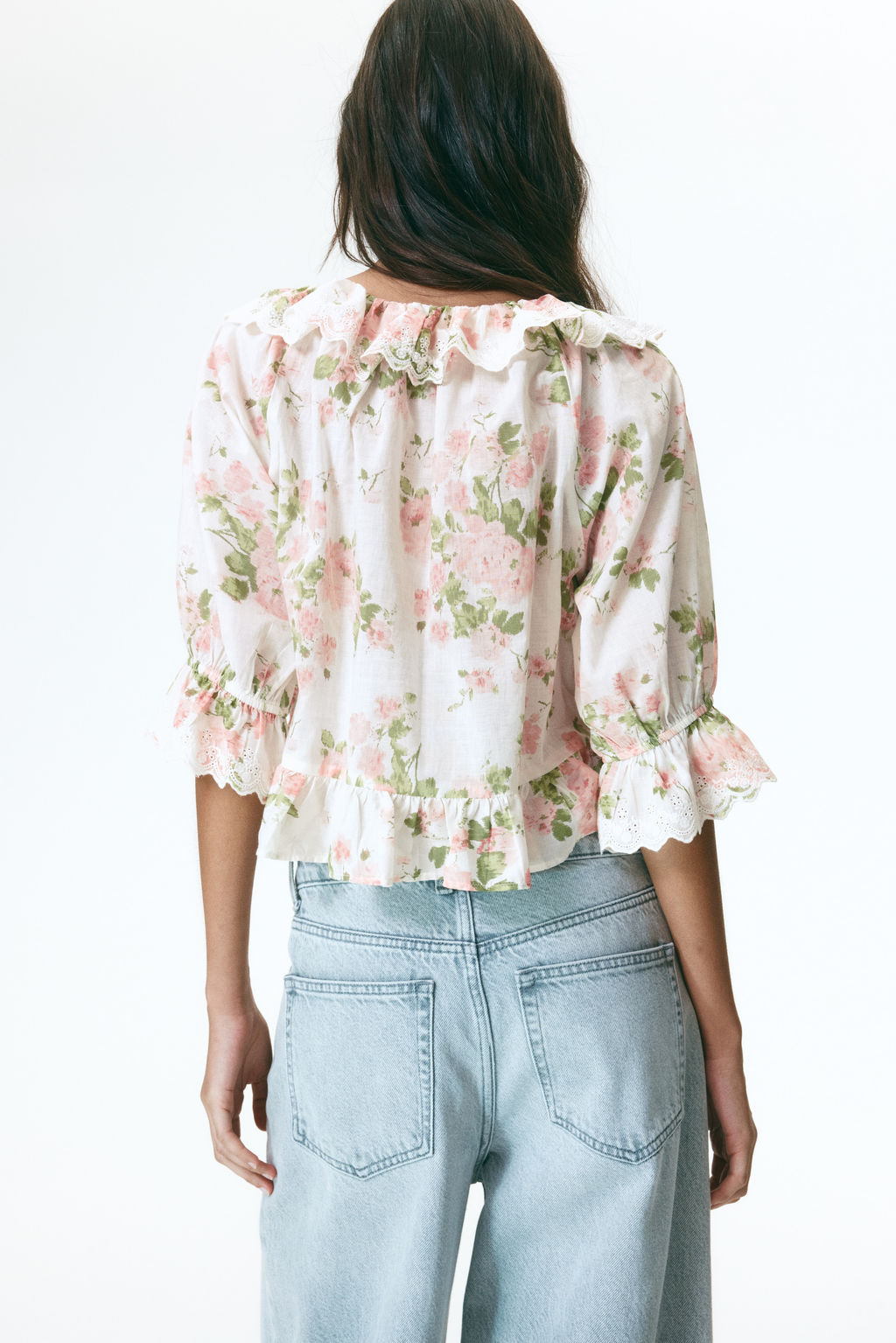 Blusa de algod?n con bordado ingl?s - H&m фото 6