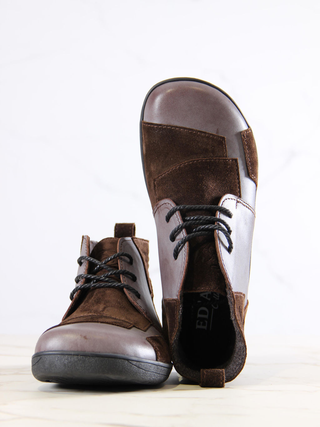 Ботинки 305.Натаbl. Вакса коричневая+корич замша/Байка