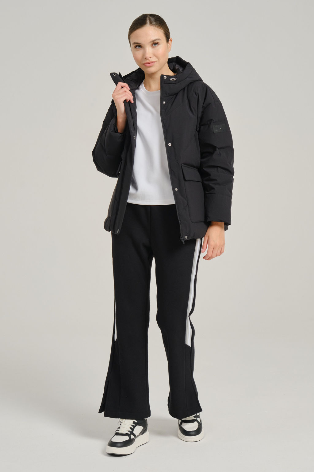 Пуховик короткий Черный TRN Down Jacket