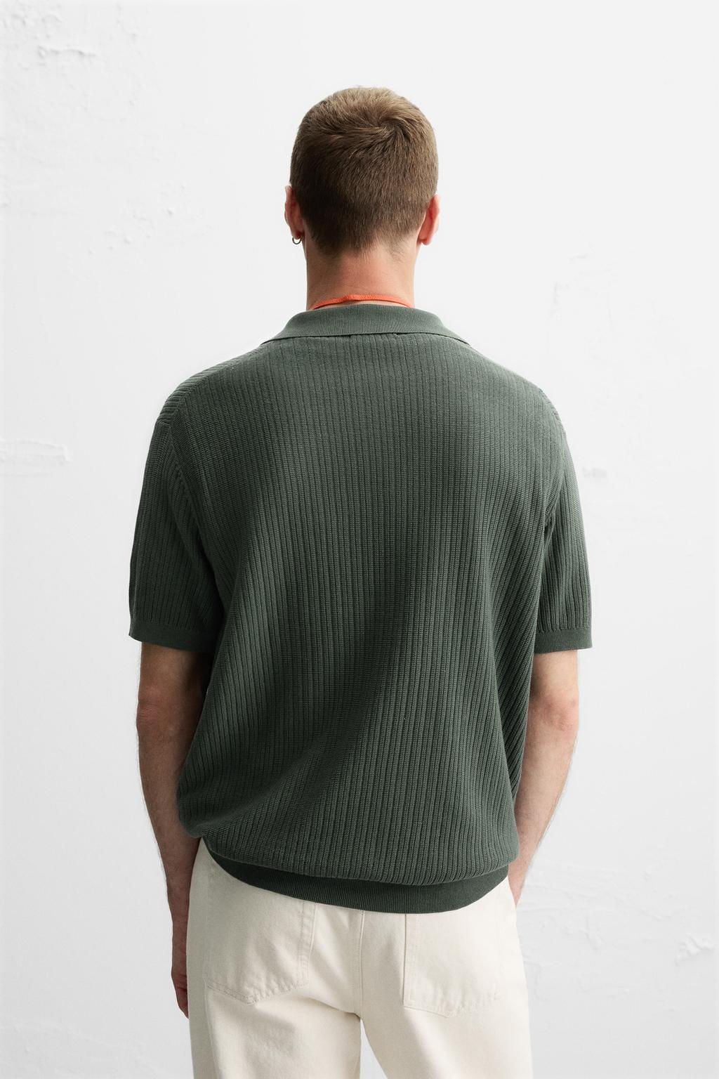 RIBBED KNIT POLO SHIRT - Zara фото 19
