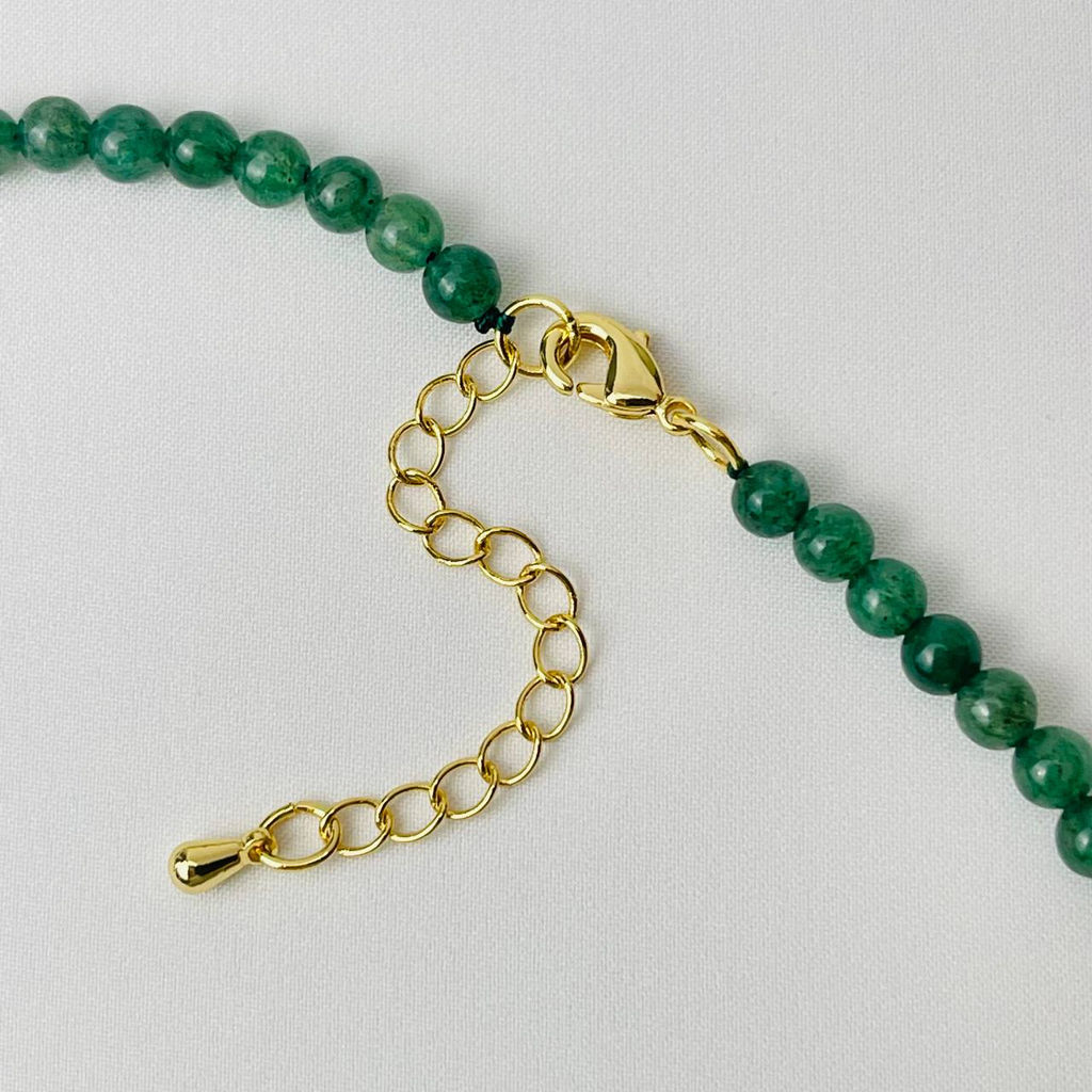 Колье из зеленого Авантюрина и песочной Яшмы 45 см +