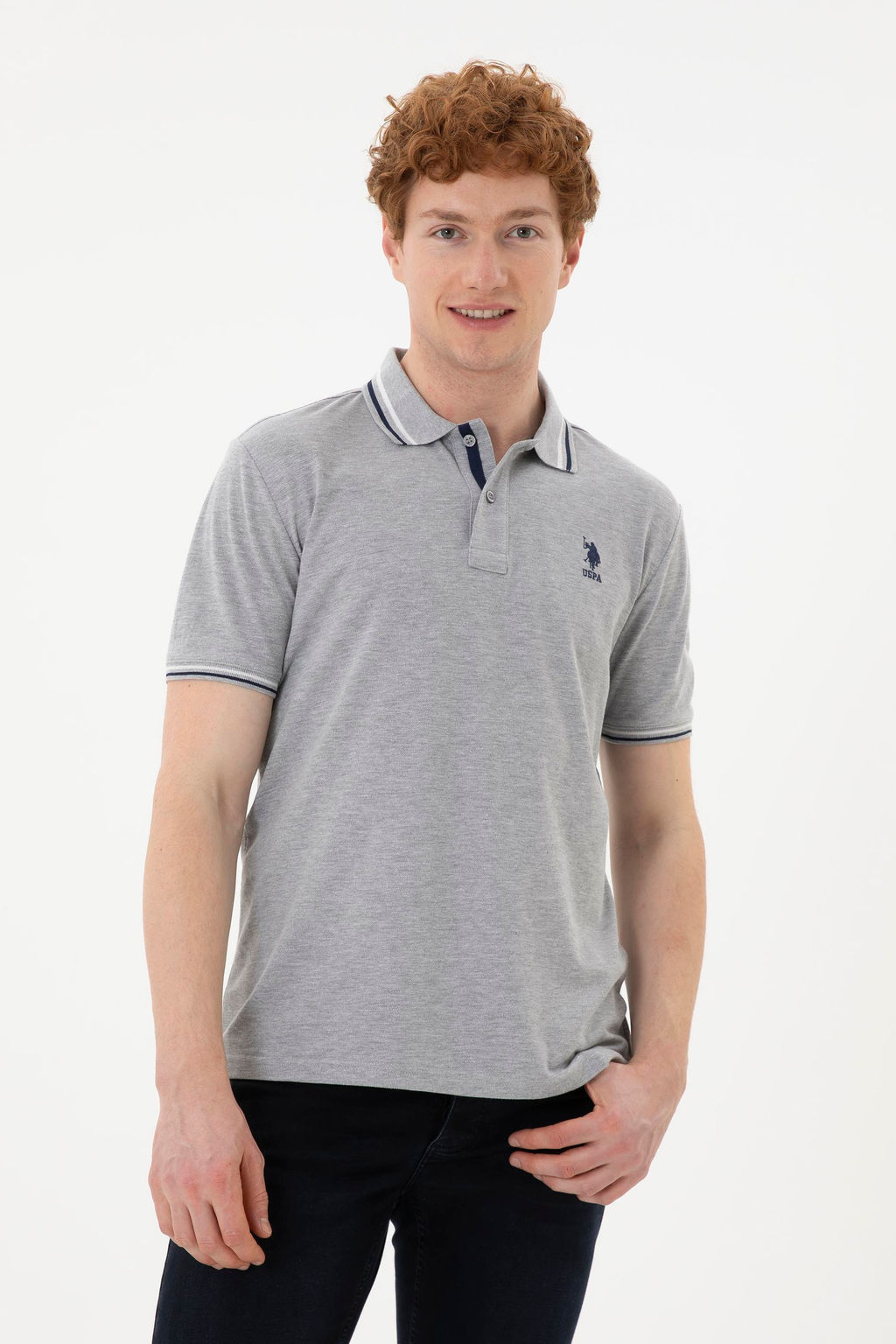 Мужская серая меланжевая базовая футболка - U.s. polo assn фото 8