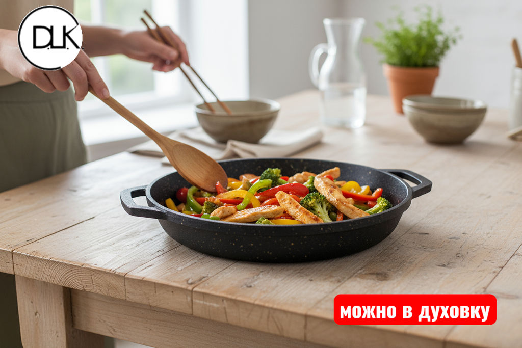 Омлетница без крышки 16х3,3 см (0,5 л) с АПП, цвет: черный/золотой, арт. 2050-BK/GD-16.