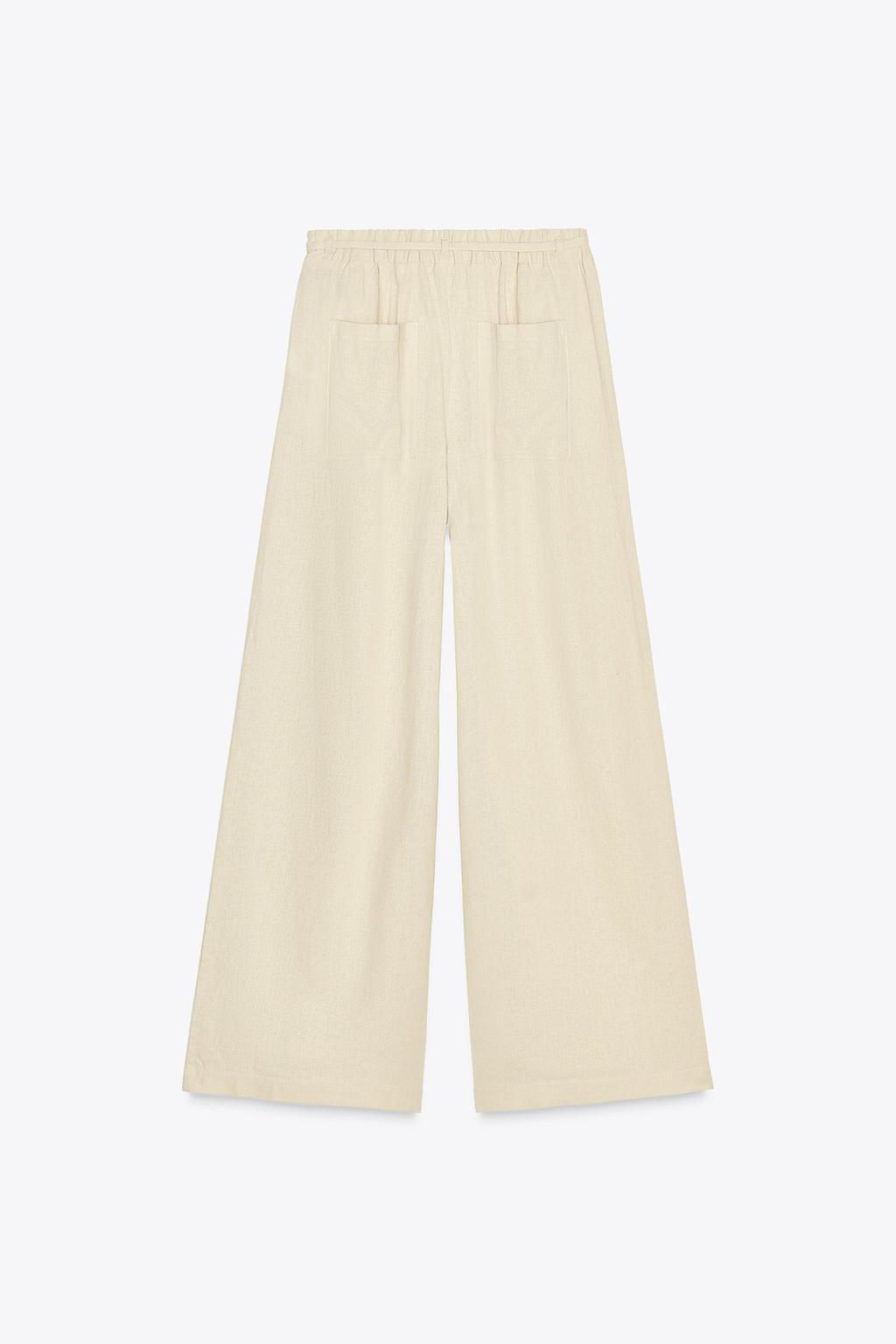LINEN BLEND WIDE-LEG TROUSERS WITH BELT - Zara фото 11