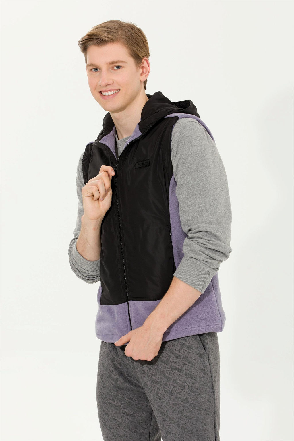 U. S. Polo Assn Мужской серый вязаный кардиган с капюшоном - U.s. polo assn фото 8