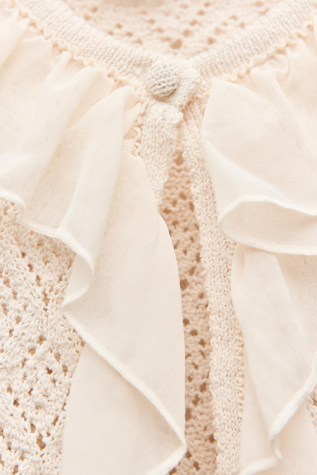 POINTELLE KNIT CARDIGAN WITH RUFFLES - Zara фото 6
